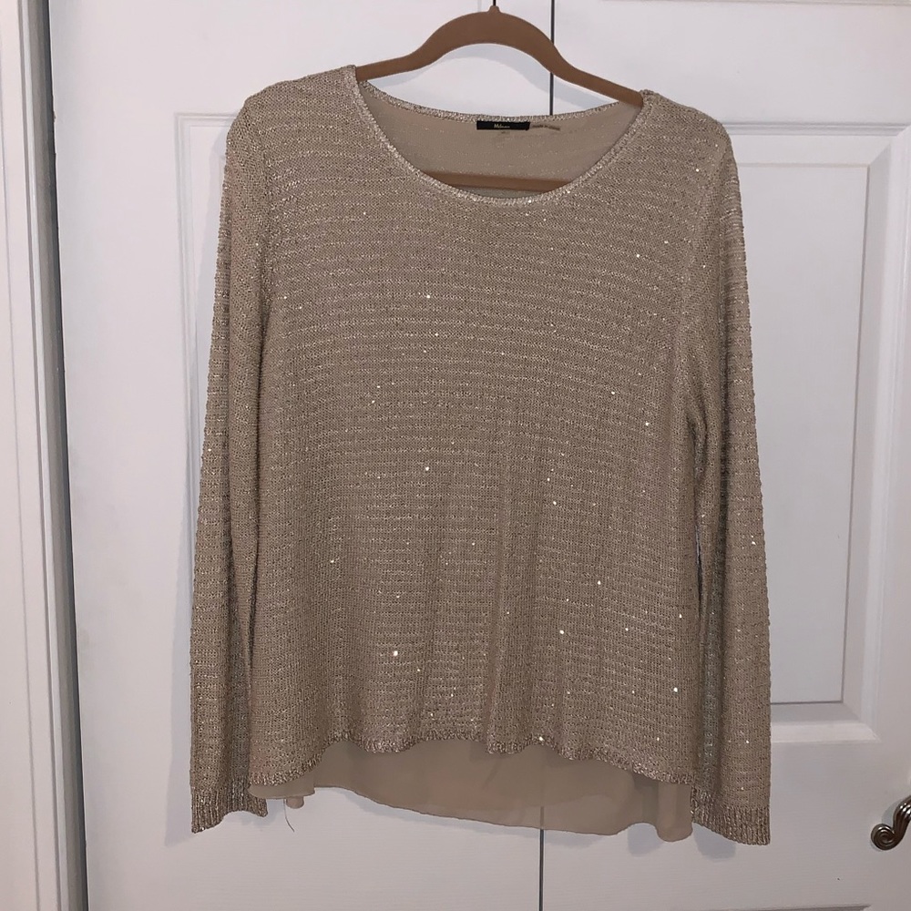 Milano Gold Sequin Sweater Chiffon Layer